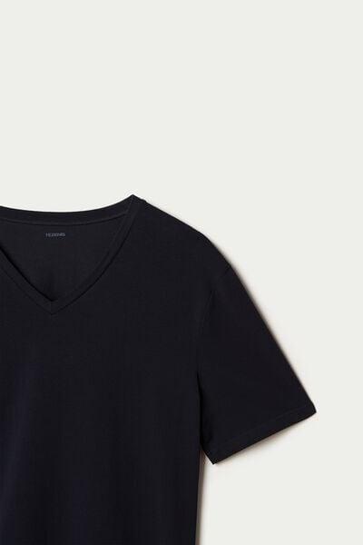 Navy V-Neck Stretch T-Shirt, Deep Blue, large image number 5