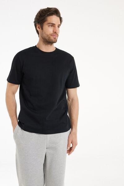 Black Round Neck T-Shirt, Black, medium