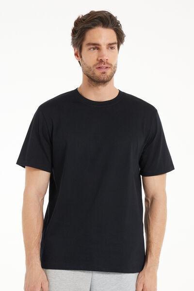 Black Round Neck T-Shirt, Black, medium