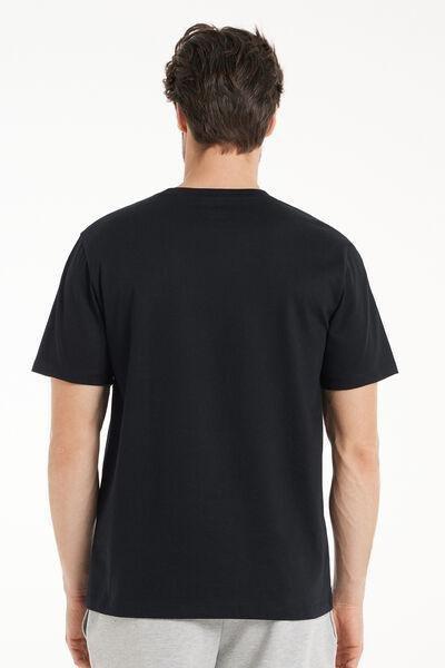 Black Round Neck T-Shirt, Black, medium