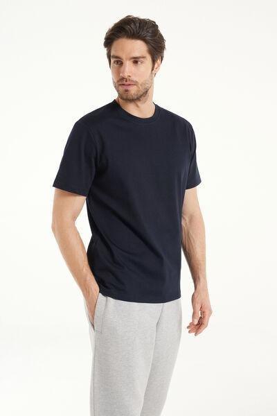 Navy Round Neck T Shirt, Deep Blue, medium
