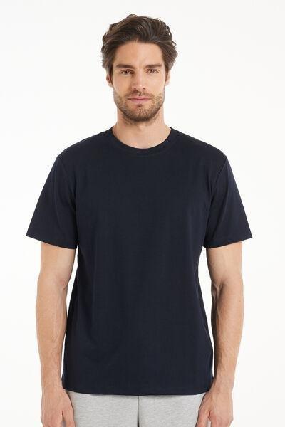 Navy Round Neck T Shirt, Deep Blue, medium