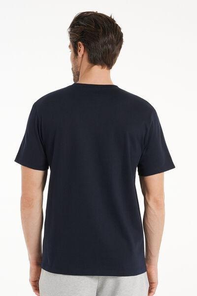 Navy Round Neck T Shirt, Deep Blue, medium