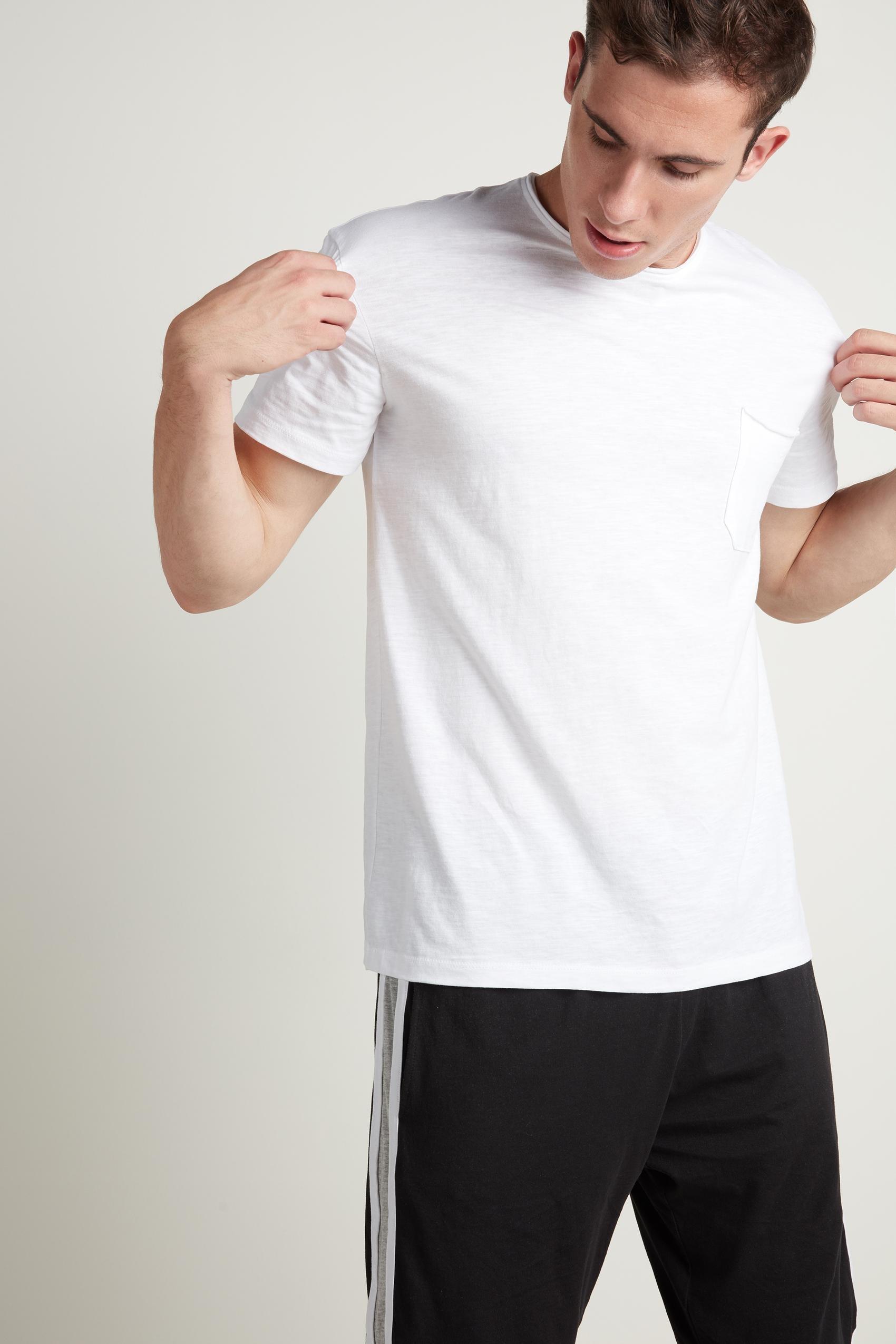 White Cotton T-Shirt With Pocket, Men, , large image number 0