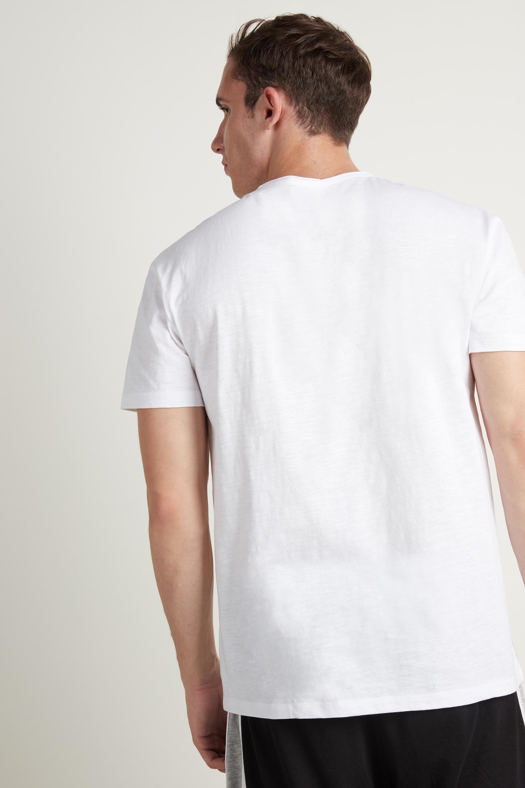 White Cotton T-Shirt With Pocket, Men, , large image number 2