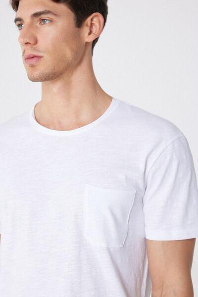 White Cotton T-Shirt With Pocket, Men, , large image number 3