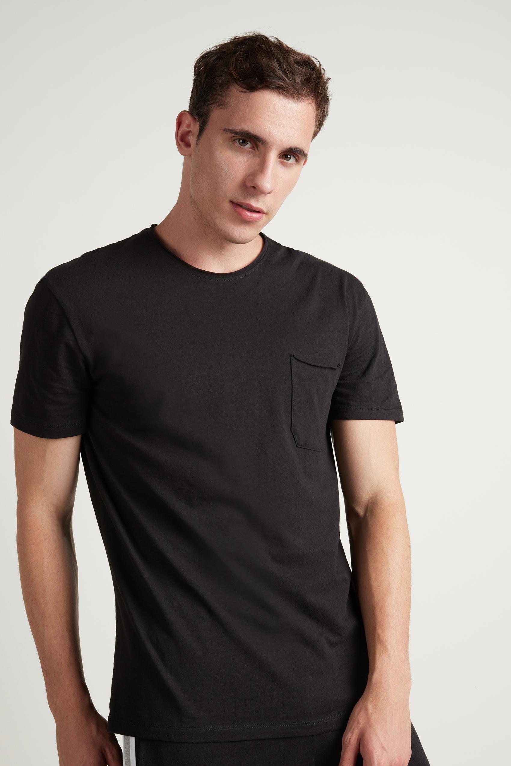 Black Cotton T-Shirt With Pocket, Men, , large image number 0