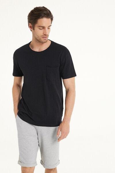 Black Cotton T-Shirt With Pocket, Men, , large image number 1