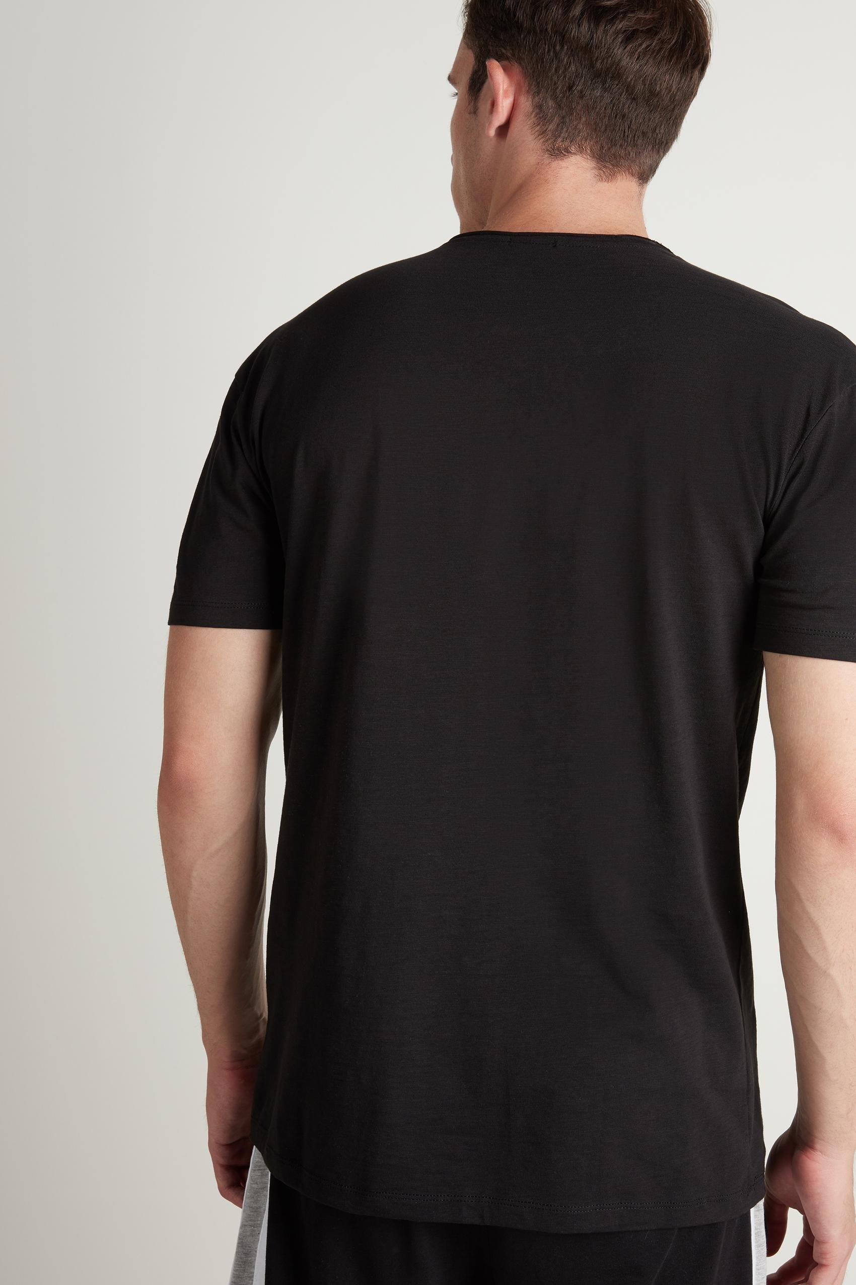 Black Cotton T-Shirt With Pocket, Men, , large image number 2
