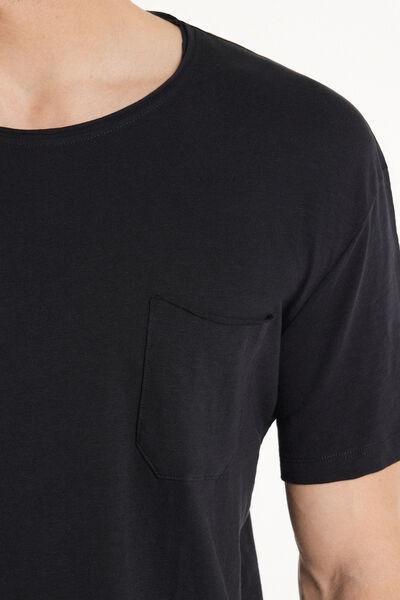 Black Cotton T-Shirt With Pocket, Men, , large image number 3