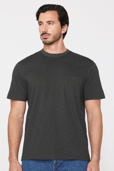 Grey Long Sleeves Slub Cotton T-Shirt, 5701_4712, large image number 1