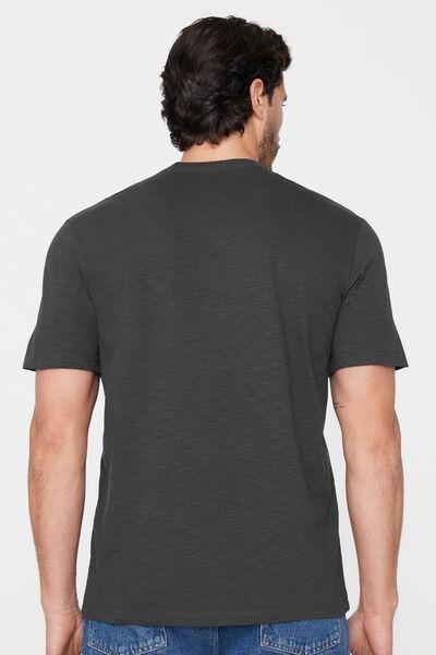 Grey Long Sleeves Slub Cotton T-Shirt, 5701_4712, large image number 2