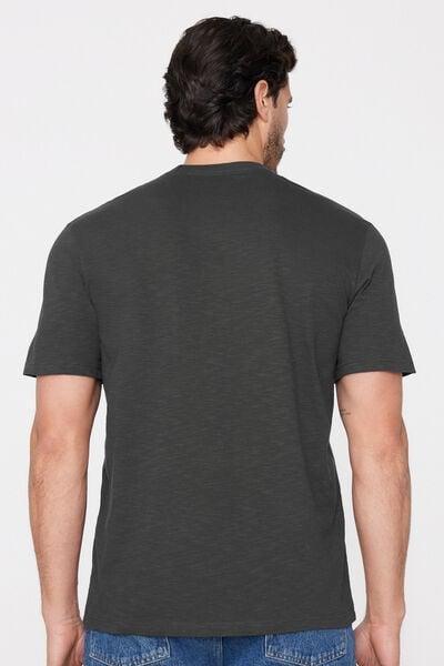 Grey Long Sleeves Slub Cotton T-Shirt, 5701_4712, large image number 2