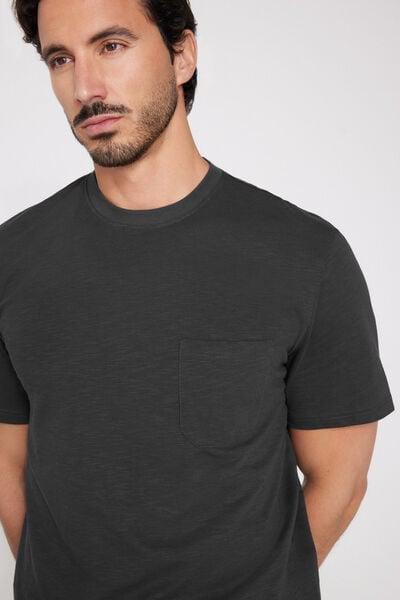 Grey Long Sleeves Slub Cotton T-Shirt, 5701_4712, large image number 3