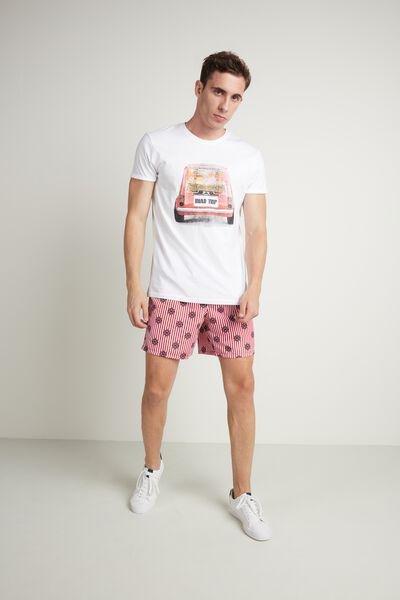 White Print Cotton Rolled-Up Sleeves, 5701_8617, large image number 0