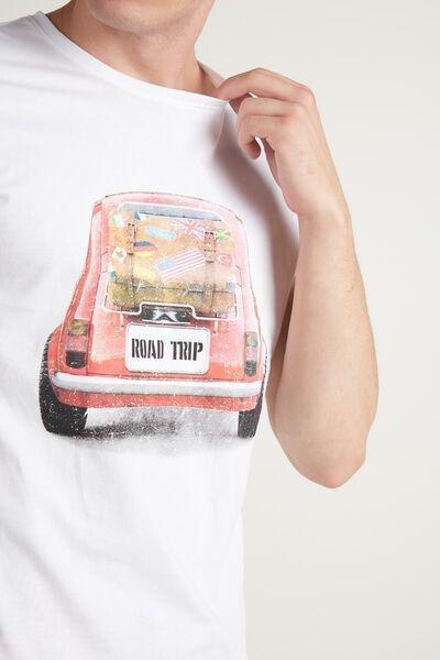 White Print Cotton Rolled-Up Sleeves, 5701_8617, large image number 1