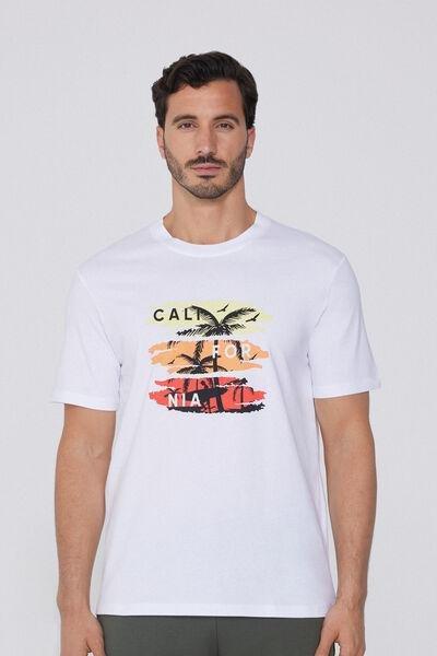 White Crewneck Printed T-Shirt, , large image number 0
