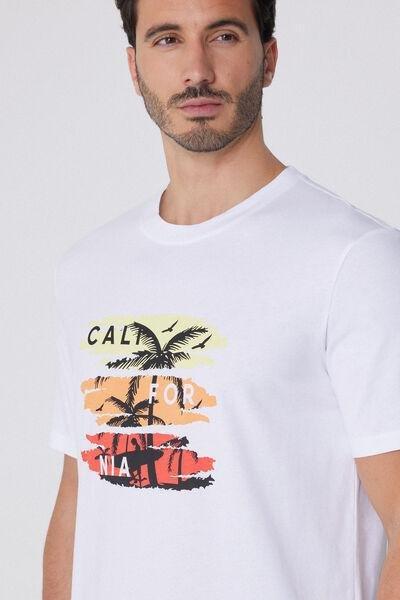 White Crewneck Printed T-Shirt, , large image number 3