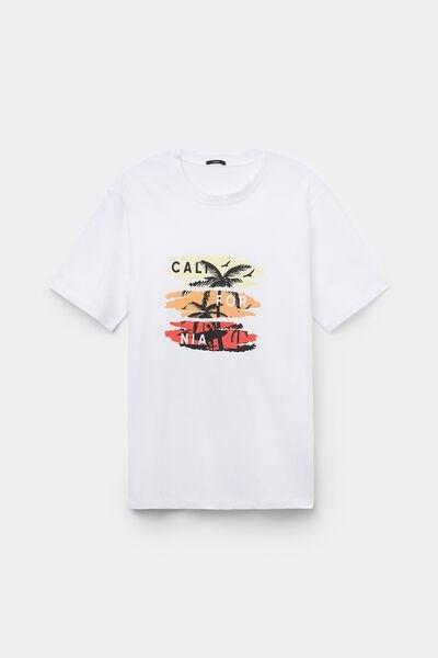 White Crewneck Printed T-Shirt, , large image number 3