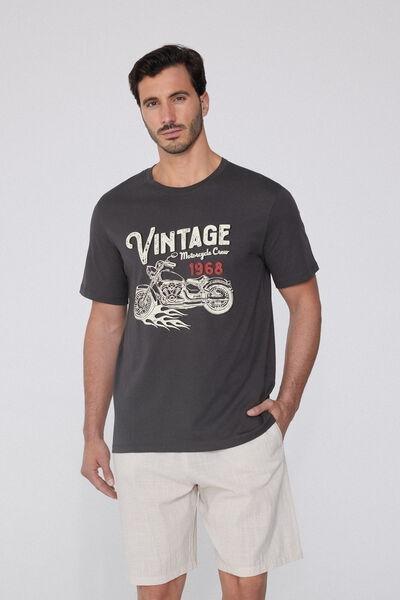 Black Crewneck Printed T-Shirt, , large image number 1