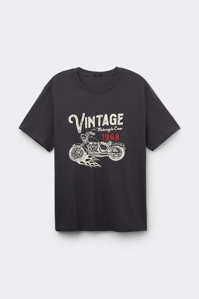 Black Crewneck Printed T-Shirt, , large image number 4