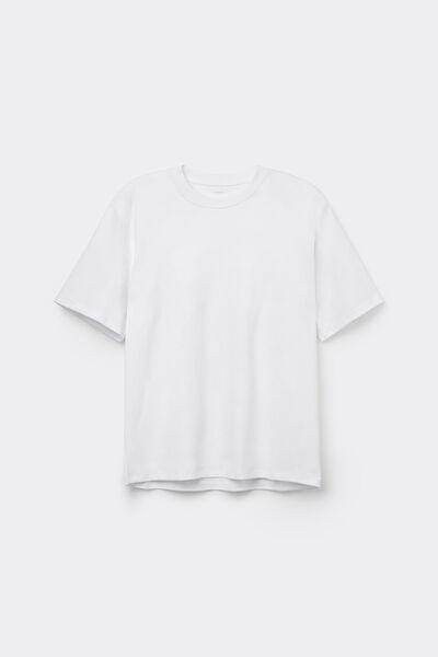 White Short Sleeve Round Neck Cotton T-Shirt, , large image number 4