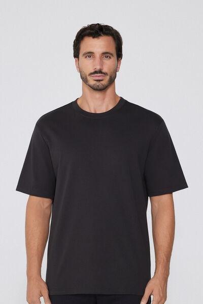 Grey Short Sleeve Round Neck Cotton T-Shirt, 5701_4712, large image number 0