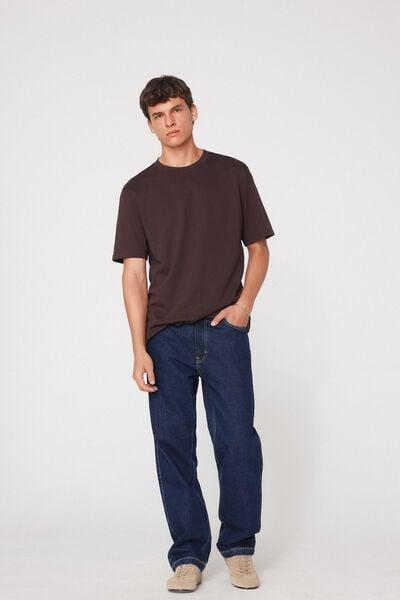 Burgundy Round Neck 100% Heavy Cotton T-Shirt, 5701_544Z, medium