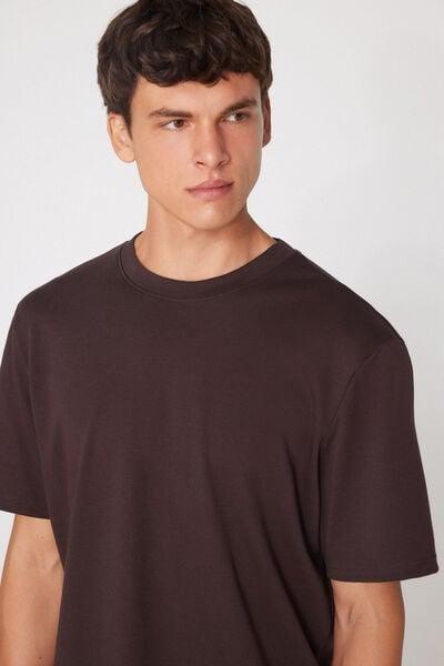Burgundy Round Neck 100% Heavy Cotton T-Shirt, 5701_544Z, large image number 1
