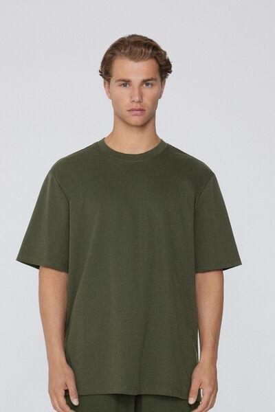 Green Short Sleeve Round Neck Cotton T-Shirt, 5701_790J, large image number 0