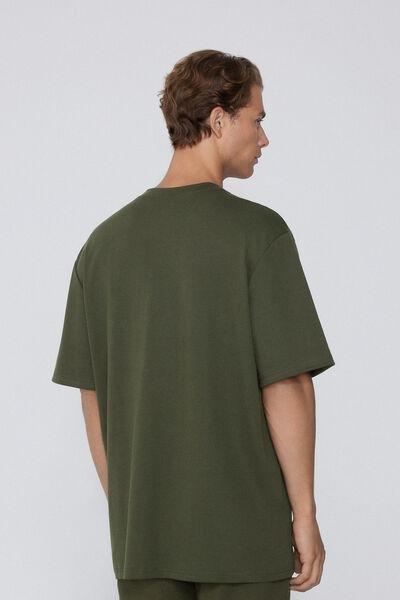 Green Short Sleeve Round Neck Cotton T-Shirt, 5701_790J, large image number 2