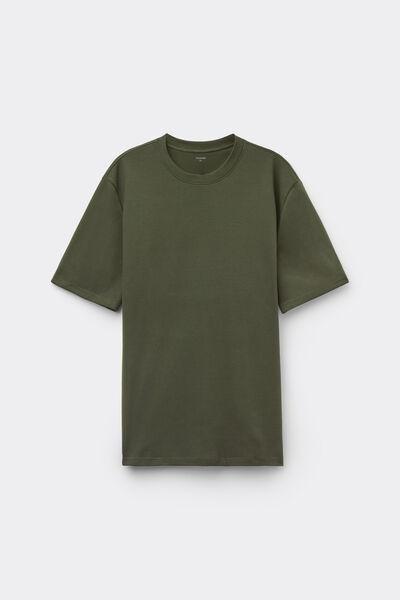 Green Short Sleeve Round Neck Cotton T-Shirt, 5701_790J, large image number 4
