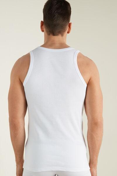 White Ribbed Vest Top, , large image number 3
