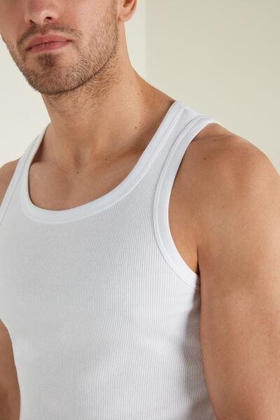 White Ribbed Vest Top, , large image number 5