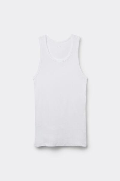 White Ribbed Vest Top, , large image number 6