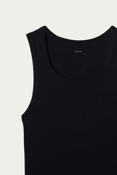 Black Ribbed Vest Top, Black, large image number 7