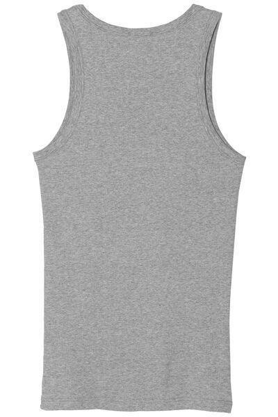 Grey Ribbed Cotton Vest Top, , large image number 5