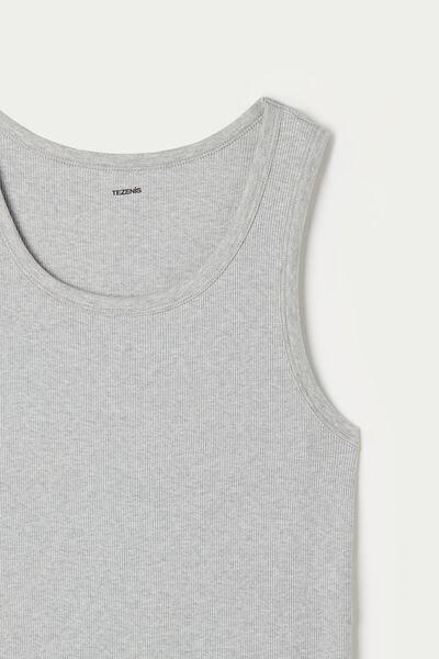 Grey Ribbed Vest Top, Light Grey Blend, large image number 7
