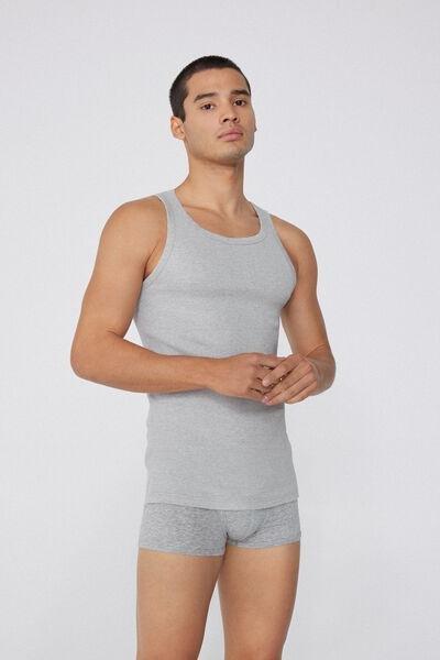 Grey Ribbed Vest Top, Light Grey Blend, large image number 8