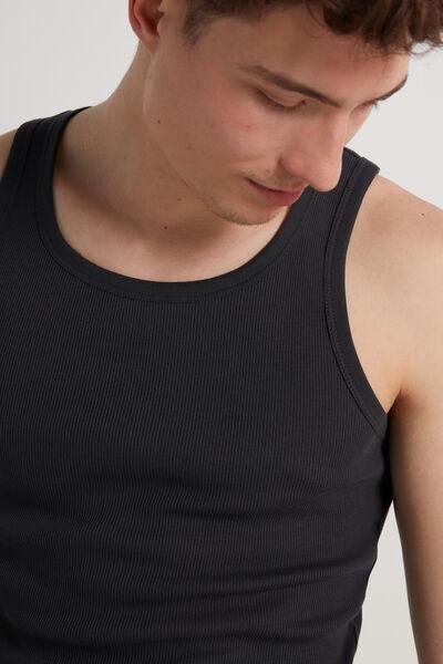 Black Ribbed Vest Top, , large image number 3