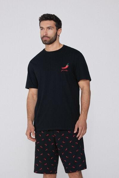 Black Printed Pyjama Set, , large image number 0