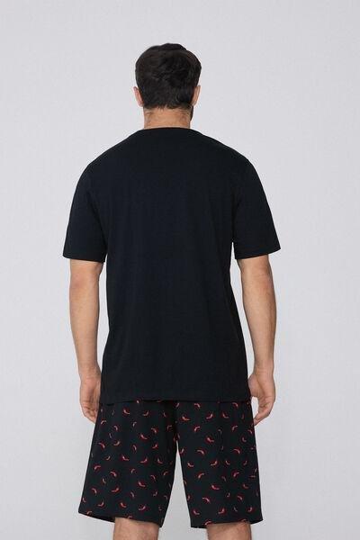 Black Printed Pyjama Set, , large image number 1