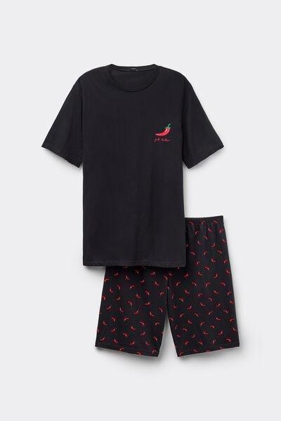 Black Printed Pyjama Set, , large image number 3