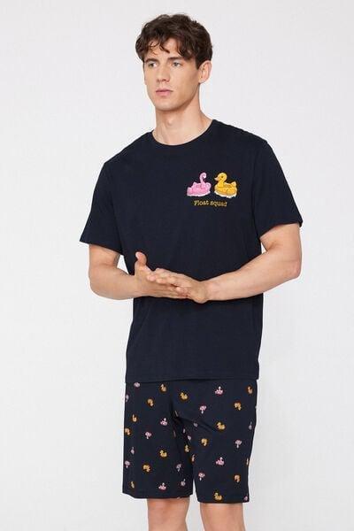 Navy Life Buoy Print Cotton Pyjama Set, 5701_382Z, large image number 0