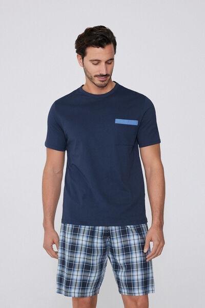 Navy Printed Pyjama Set, , large image number 0
