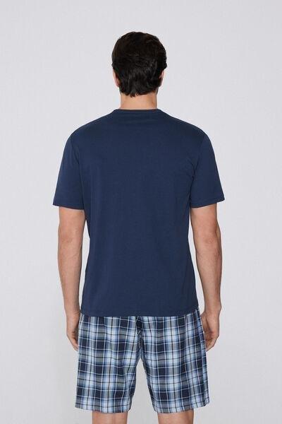 Navy Printed Pyjama Set, , large image number 1