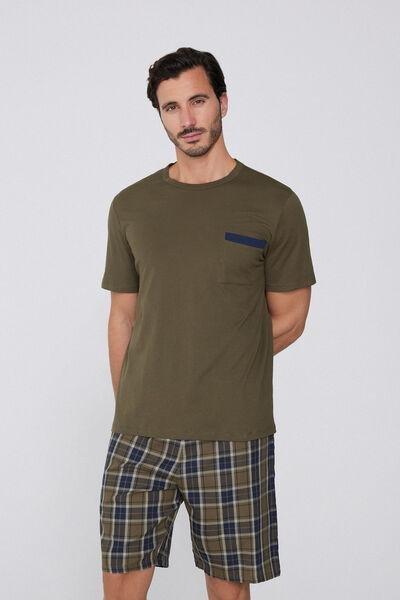 Khaki Printed Pyjama Set, , large image number 0