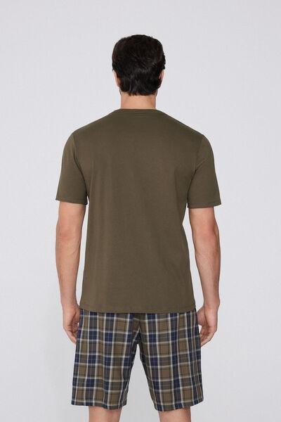 Khaki Printed Pyjama Set, , large image number 1