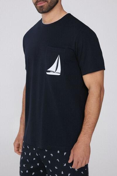 Navy Printed Pyjama Set, , large image number 2