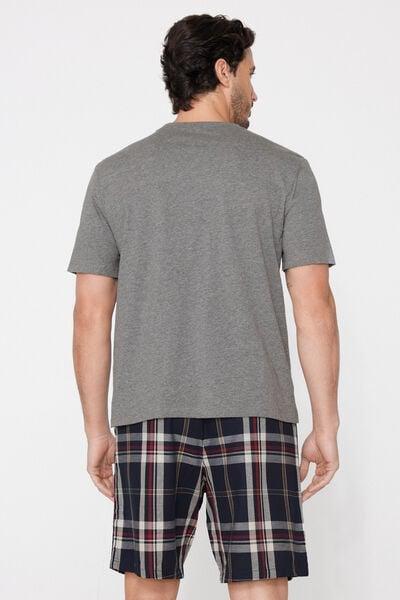 Navy / Grey Short Cotton Pyjama Set, 5701_254Z, large image number 1